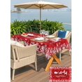 thumbnail image 4 of Outdoor Tablecloth with Umbrella Hole and Zipper, Christmas Elk Rectangle Table Cloth 52x70 Inch Waterproof Tablecloth, Winter Santa Claus Xmas Snowflakes Red Picnic Table Cover for Patio Camping, 4 of 7