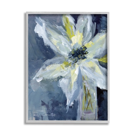 Stupell Industries Abstract Blooming Lily Flower Soft Blue Yellow Petals, 16 x 20, Design by Stephanie Workman Marrott