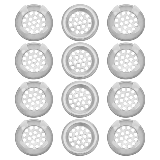 FELTECHELECTR 12Ud Cubiertas Redondas Para Rebosadero De Lavabo En Color Plata De Inoxidable Fácil Instalación