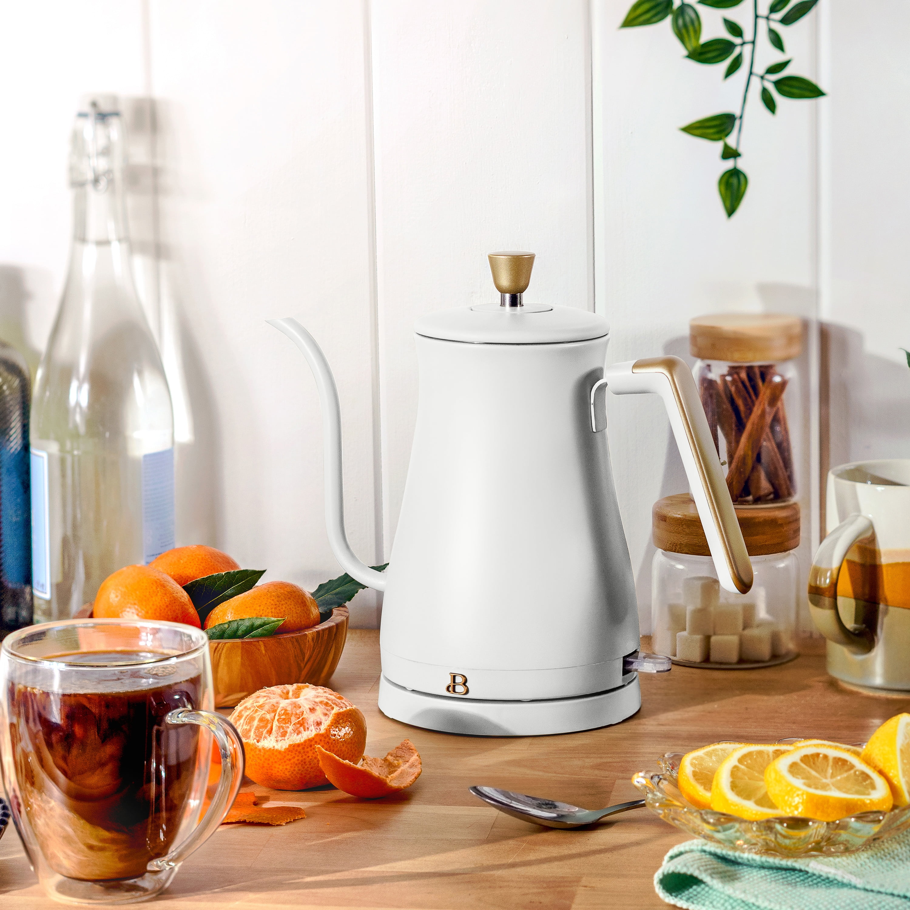 Beautiful 1-Liter Electric Gooseneck Kettle 1200 W, White Icing by Drew Barrymore