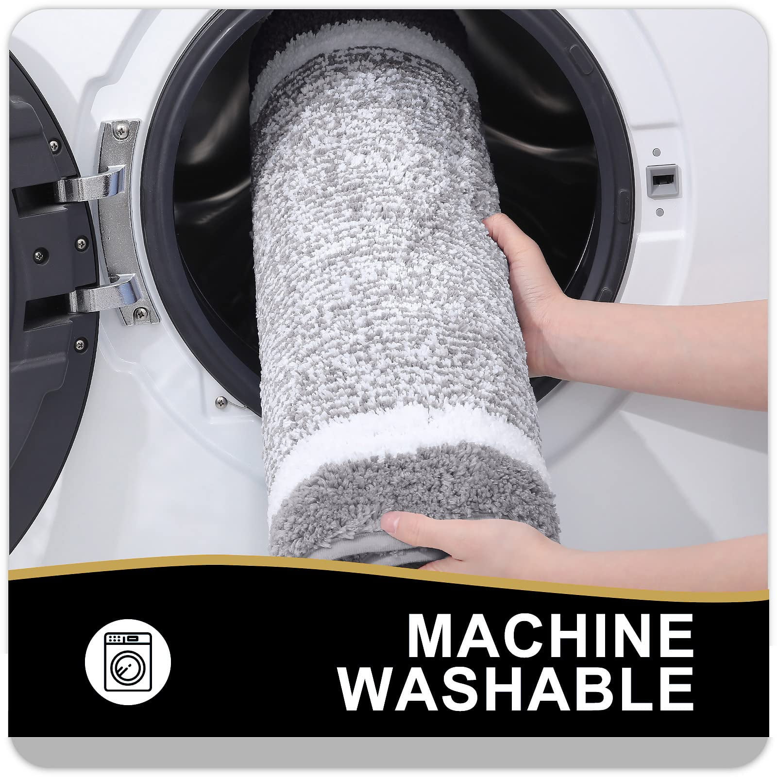 Buganda Bathroom Rugs and Mats, Extra Soft and Absorbent Microfiber Bath Mats, Non-Slip Shaggy Bath Carpets, 24x36, Grey