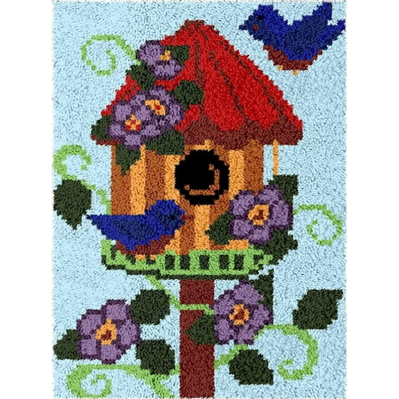 ShowNiceArt Latch Hook Rug Kits, Birds Nest | DIY Crochet Kits Embroidery Kits Needlework Crafts for Home Decor 50 X 38 cm