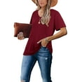 thumbnail image 5 of Aloohaidyvio Tops for Women,Fashion Womens Summer V-Neck Solid Short Sleeve Casual Top Blouse, 5 of 5