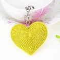 thumbnail image 1 of Pequeño llavero de cuero con diamantes de imitación y corazón de melocotón fragante Llavero con borla Colgante de franela Llavero de diamantes, 1 of 5