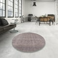 thumbnail image 3 of Ahgly Company Indoor Round Mid-Century Modern Rose Purple Oriental Area Rugs, 3' Round, 3 of 6