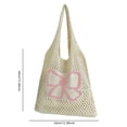thumbnail image 5 of Bolso Hobo Tejido para Mujer Lindo Mano Con Lazo Ganchillo Viajes Al Aire Libre () Rosa, 5 of 5