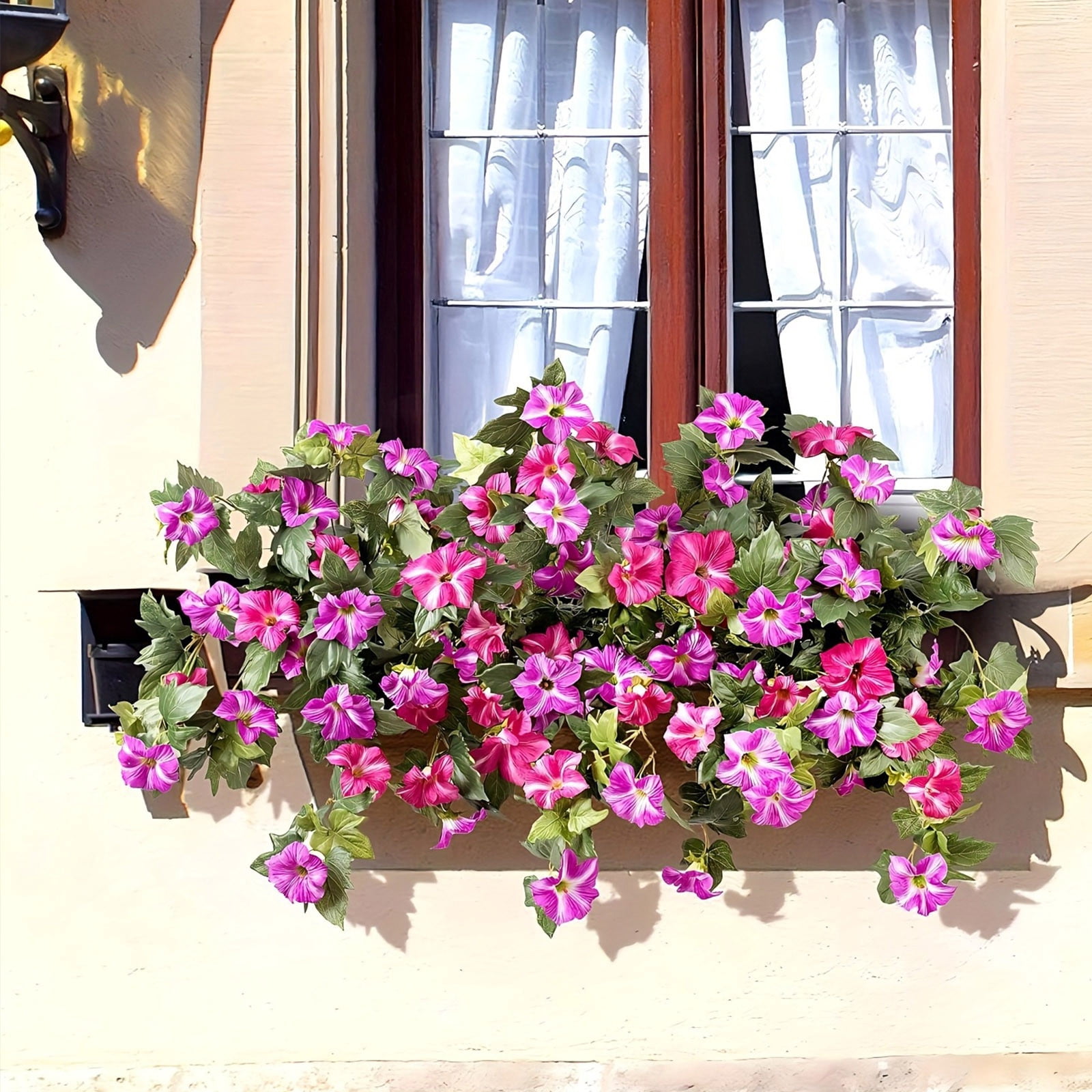 sdhkgrrt Artificial Petunias Flowers, Purple Pink Fake Flower Plants for Outdoor Patio Decor, Waterproof UV Resistant Hanging Flower Vines, Artificial Greenery for Home Garden Wedding Wall Decoration