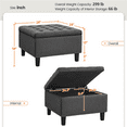 thumbnail image 6 of Alden Design Modern Linen-like Storage Ottoman Bench with Button-Tufted for Entryway, Dark Gray, 6 of 9