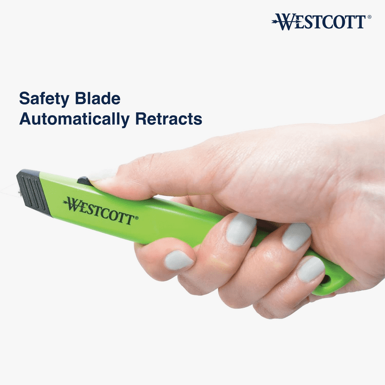 Full Size Retractable Box Cutter, Plastic Handle, Green, 6/Box Full Size Retractable Box Cutter, Plastic Handle, Green, 6/Box