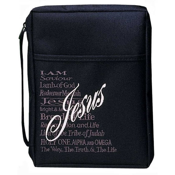 Names of Jesus Embroidered Reinforced Polyester Bible Cover Case with Handle