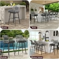thumbnail image 3 of MEISSALIVVE Set of 6 Rattan Swivel Bar Stools, 30" Counter Height with Woven Rope Back, Cushioned Patio Bar Chairs for Kitchen, Garden, Gray, 3 of 7