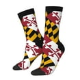 thumbnail image 2 of Women Crew Graphic Print Tube Socks Maryland-Flag Pattern Design Ladies Socks, 2 of 7