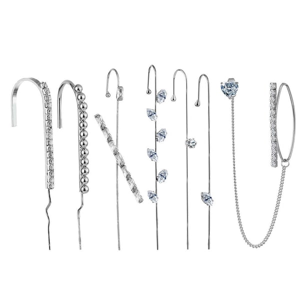 Pendientes De Gancho Sobre Orugas Para Mujer, 7 Uds., Aleación De Diamantes De Imitación, Orejeras Para Mujer Vogacara AP005605-00