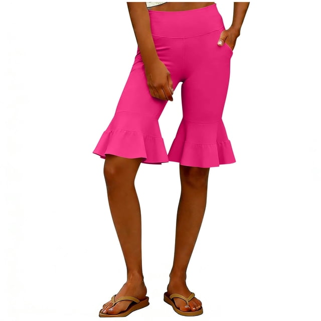 Pantalones de Mujer Traje Versátil Color Sólido Cinco Paneles Flare Yoga Pantalones Deportivos Casuales