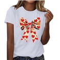 thumbnail image 2 of ClodeEU Women Cute Tops Bow Graphic Tees,Printed Crewneck Short Sleeve T Shirts White,Womens Plus XXL, 2 of 4