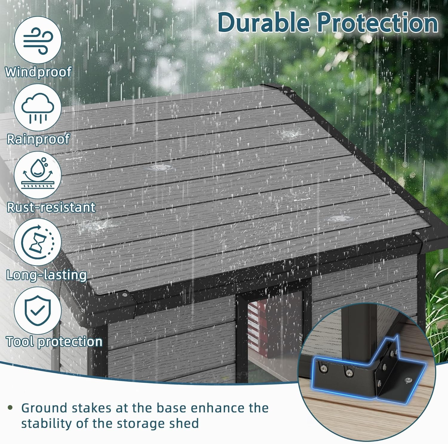 WUKHG 6x4FT Resin Shed with Floor, Weather-Resistant Plastic Garden Shed for Backyard, Waterproof UV-Proof Outdoor Storage Shed for Tools, Bikes & Equipment
