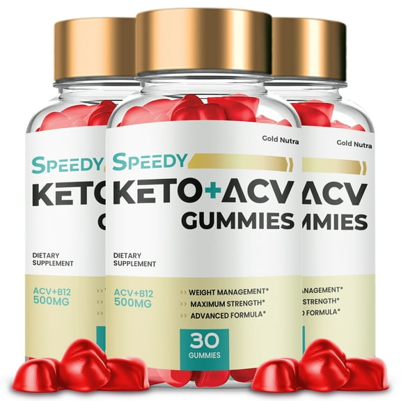 Speedy Keto ACV Gummies, Speedy Keto Max Strength Gummy with Apple Cider Vinegar, 1 Month Supply (3 Pack)