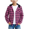 thumbnail image 2 of Loopsun Kids Winter Jackets, Toddler Shirt Jackets, Toddler Boys and Girls Casual Button Down Plaid Shirt Long Sleeve Hooded Outerwear Jackets Hot Pink, 13-14 Years, 2 of 5