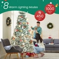 thumbnail image 6 of Blazezo 7.5FT Pre-lit Artificial Christmas Pine Tree with 450 Warm White LED Lights, 8 Lighting Modes Holiday Decor with Sturdy Metal Stand, 1000 Full Tips for Home Office Party, 6 of 8