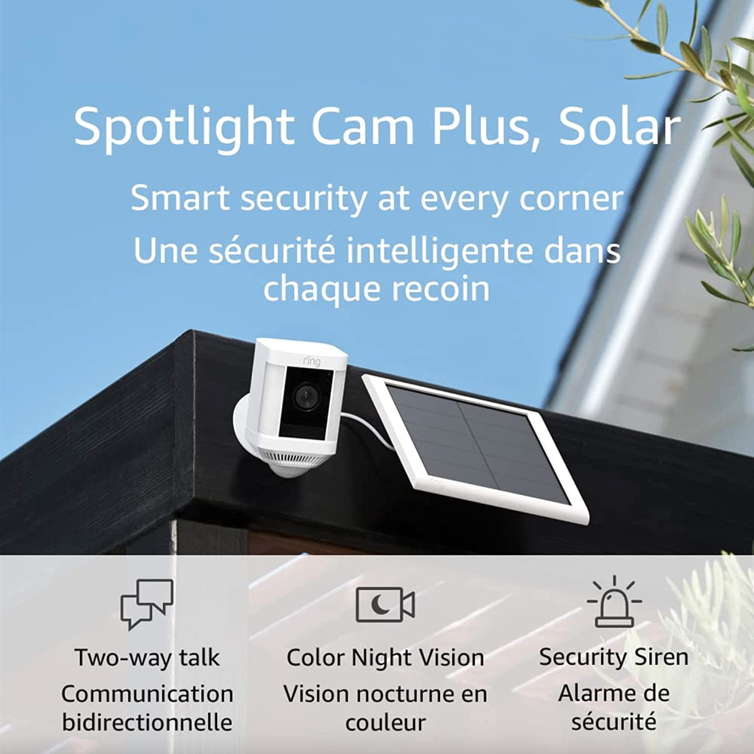 R Spotlight Cam Plus, Solar Two-Way Talk, Colour Night Vision, and