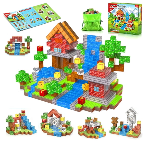 Casrra 100PCS Forest Magnetic Cubes STEM Building Blocks, Educational Toy for Preschool, Travel, Kids Creative Gift for Boys Girls 3