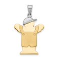 thumbnail image 1 of 14k Two-Tone Large with Hat on Left Engravable Charm in 14k Yellow and White Gold, 1 of 3