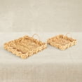 thumbnail image 2 of Household Essentials Woven Water Hyacinth Scalloped Square Trays, Set of 2, 2 of 4