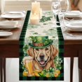 thumbnail image 3 of Table Runners 72 Inches Long Dress Scarves, St Patricks Day Farmhouse Kitchen Table Runner, Coffee Tablerunners, Farmhouse Watercolor Dogs Green Shamrock 18x72 Inch, 3 of 9