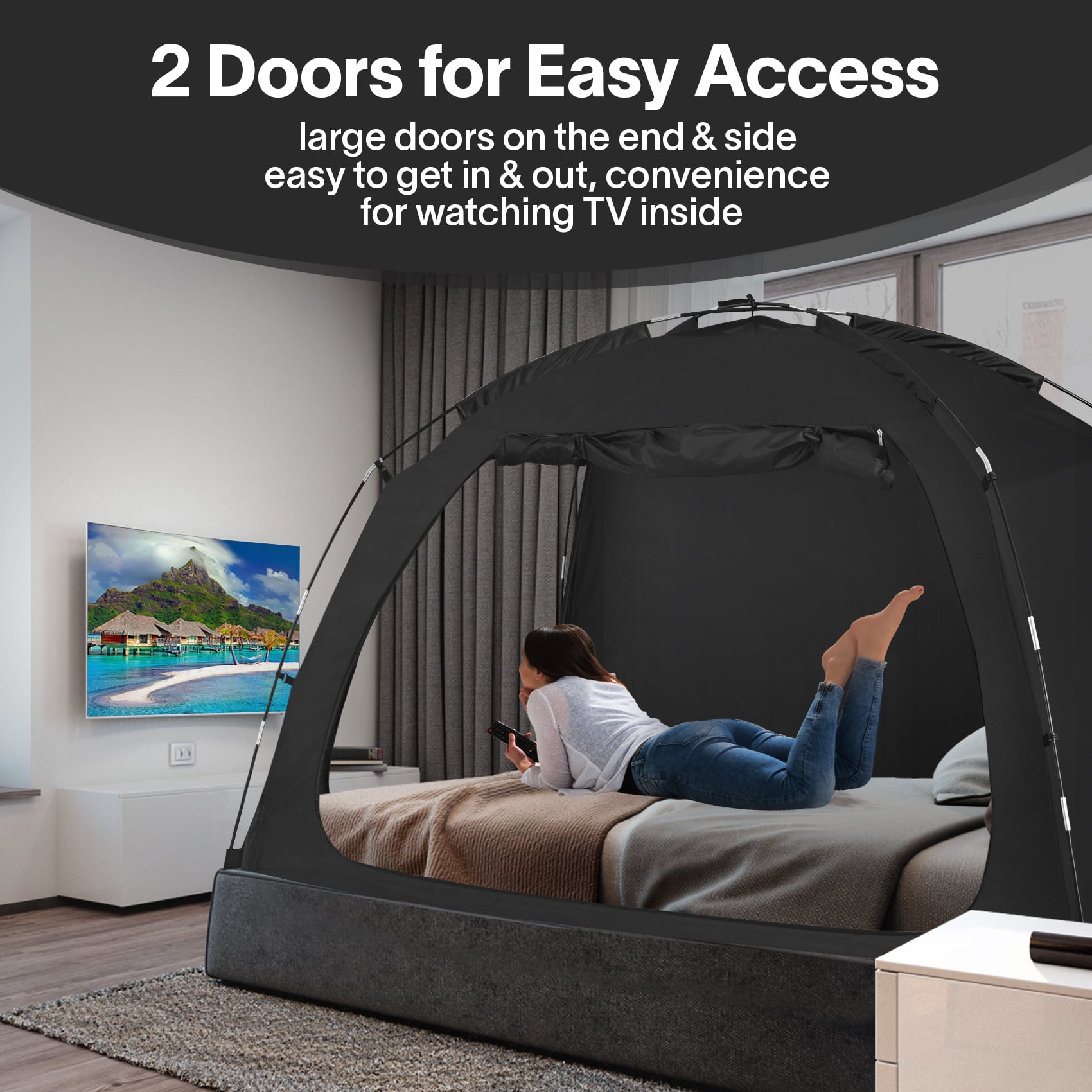 EighteenTek Indoor Adult Portable Full Size Bed Tent for Sweet Dream Privacy Walmart