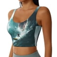 thumbnail image 2 of KLL Surfing Shark for Workout Tank Tops for Women,U Back Fitness Top Built in Shelf Bras Padded Fit for Yoga Gym-Large, 2 of 8