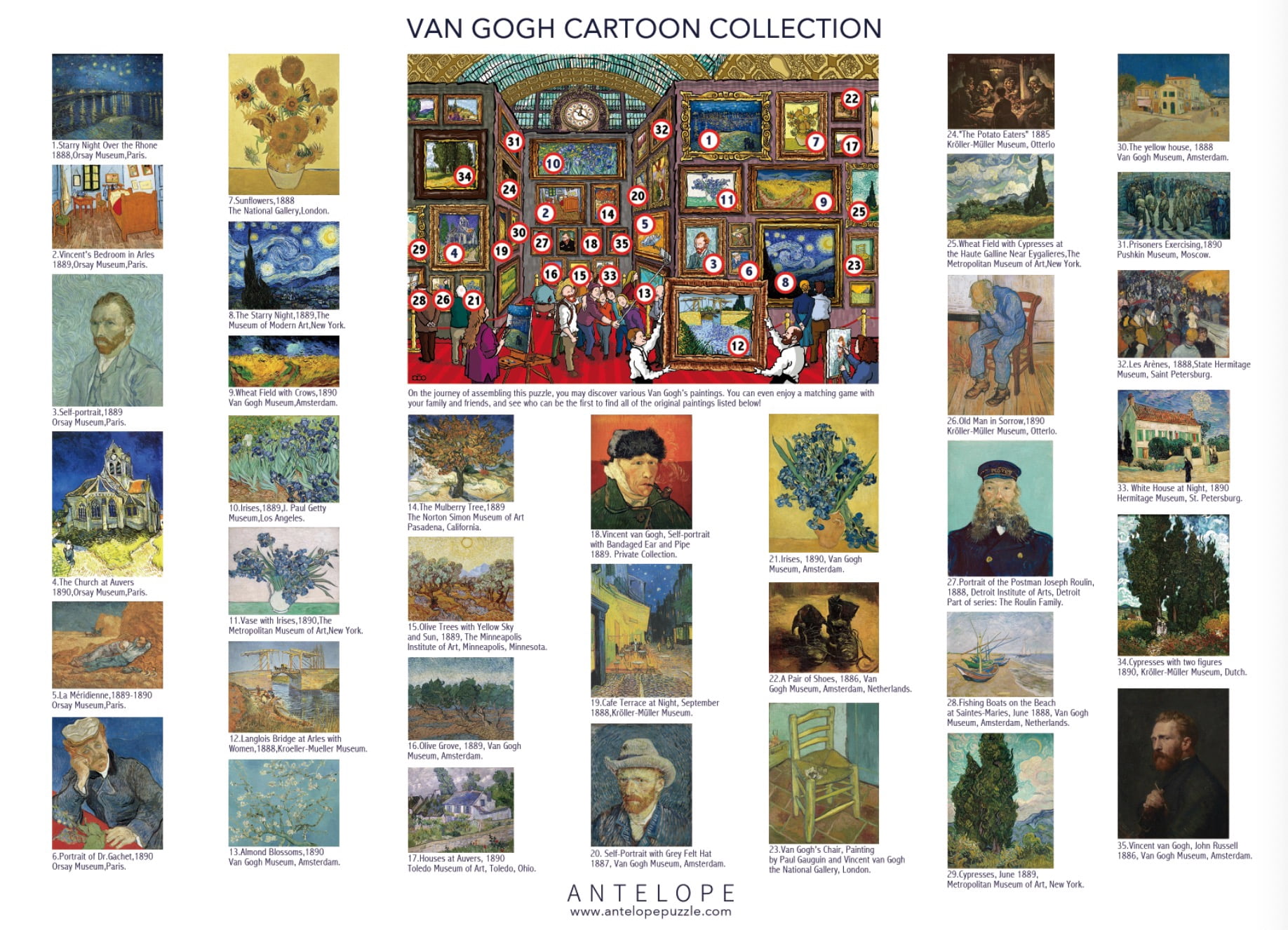 Antelope - 1000 Piece Puzzle for Adults, Van Gogh Jigsaw Puzzles 1000 Pieces, Van Gogh's Time Travel to Muse Da Orsay Puzzles for Adults 1000 PC by Alireza Karimi Moghaddam