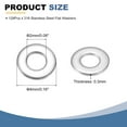 thumbnail image 2 of 128 Pcs M2 316 Acier Inoxydable Rondelles Plates Entretoises 2mm ID 4mm OD 0.3mm Épais, Argent, 2 of 6
