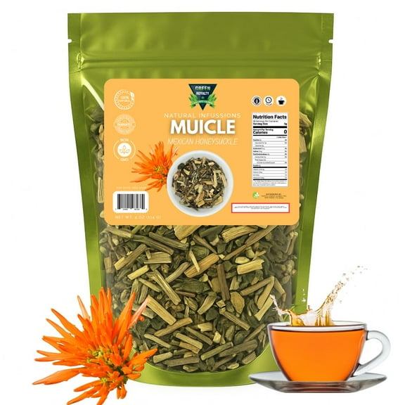 Green Royalty Muicle (Mexican Honeysuckle) Herbal Tea 4oz – Natural Infusion Dried Loose Leaves, Non-GMO, Caffeine-Free