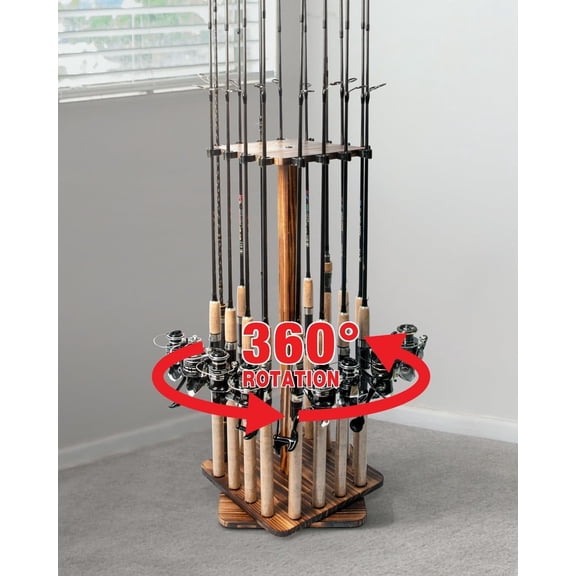 Ghosthorn Fishing Rod Holders for Garage 360 Degree Rotating Fishing Pole Rack,,Fishing Gifts for Men Woman
