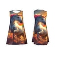 thumbnail image 7 of Picia Rainbow Sunset Cloud White Horse Print Women’s Sleeveless Midi Swing Dress – A-Line Pleated Tank Sundress, Comfortable and Flowy T-Shirt Dress, 7 of 7