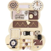 Terra Busy Board Bear for Toddlers Wooden Montessori Toys,Sensory Board Activity Board Fine Motor Skills Travel Toy,Educational Learning Toy 3 Year Old Boys & Girls with Keys Locks Latches Board