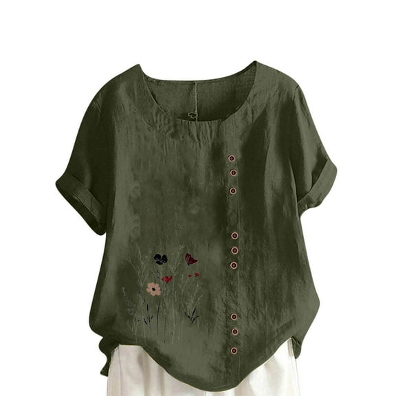 Womens Summer Tops Boho Style Womens Plus Size Tops Green Plus Size Blouses For Women 4X-5X Dressy Fashion Summer Outfits For Women 2026