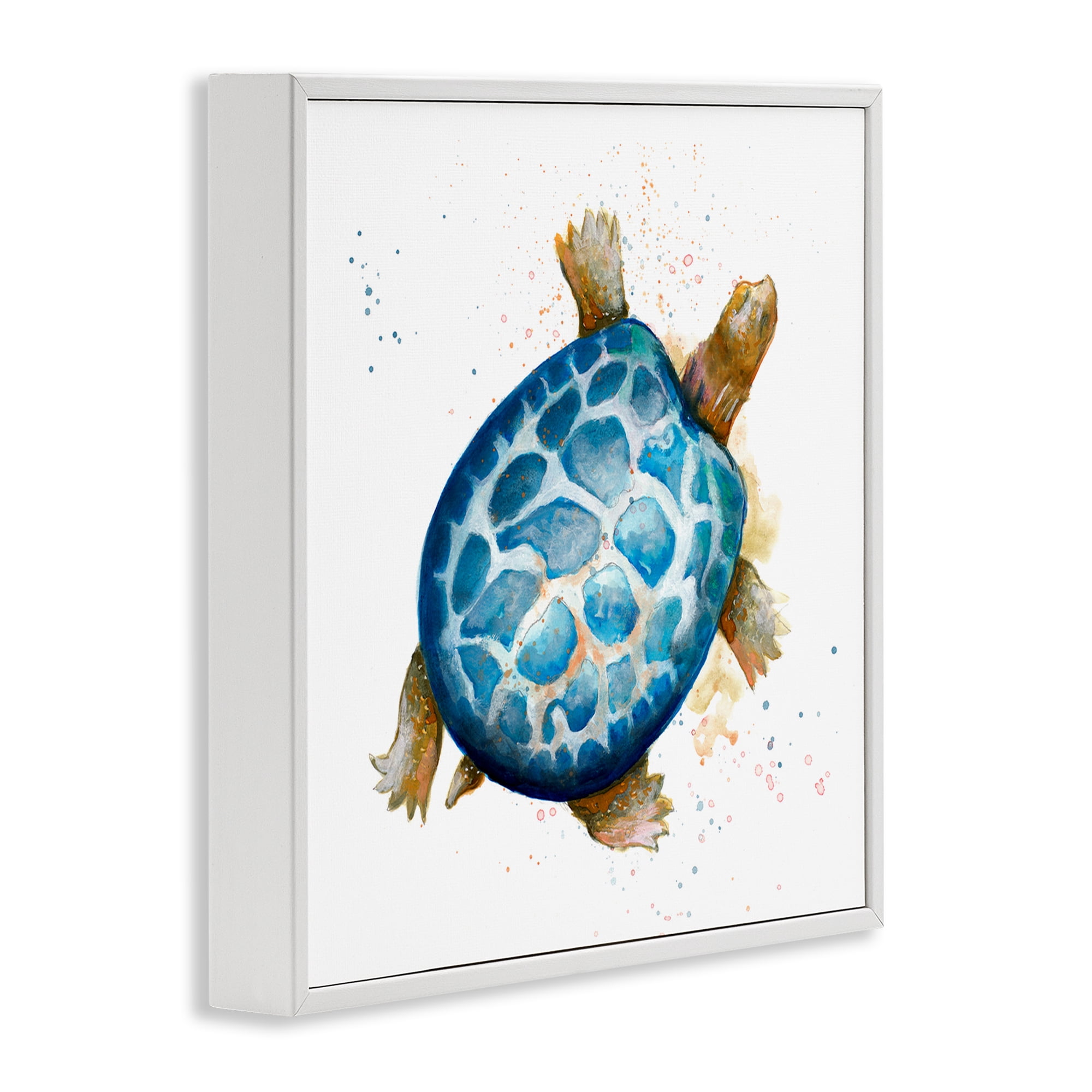 Stupell Industries Modern Speckled Turtle Animals & Insects Painting White Framed Art Print Wall Art, 17 x 17