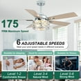 thumbnail image 5 of Cusp Barn 52" Luxury Crystal Ceiling Fan with Reversible Blades and Remote Control, DC Motor 6 Speeds Fan with Lights, 5 of 11