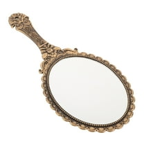 Masteelf Vintage Handheld Mirror with Handle, Small Portable Embossed Flower Makeup Mirror for Travel, Purse, and Daily Use