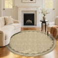 thumbnail image 2 of HOMERRY Washable Scalloped Print Area Rug for Living Room Non Slip Indoor Carpet Geometric Bordered Throw Rugs, Round 4' x 4' Natural, 2 of 5