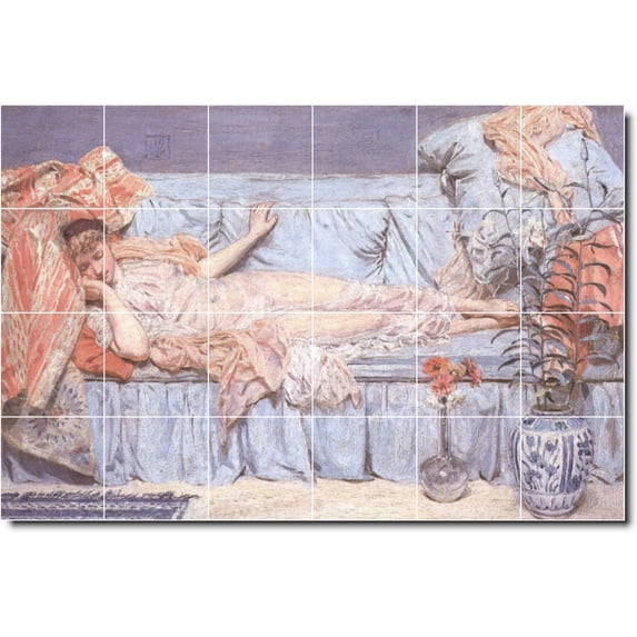 Ceramic Tile Mural-Albert Moore Women Painting 16. 25.5" w x 17" h using (24) 4.25 x 4.25 ceramic tiles