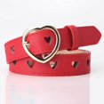 thumbnail image 2 of Waroomhouse Women Heart-shaped Belt Versatile Women Belt Women Heart-shaped Buckle Belt Heart Hollow Design Waistband Faux Leather Adjustable Length Belt Fashion, 2 of 8