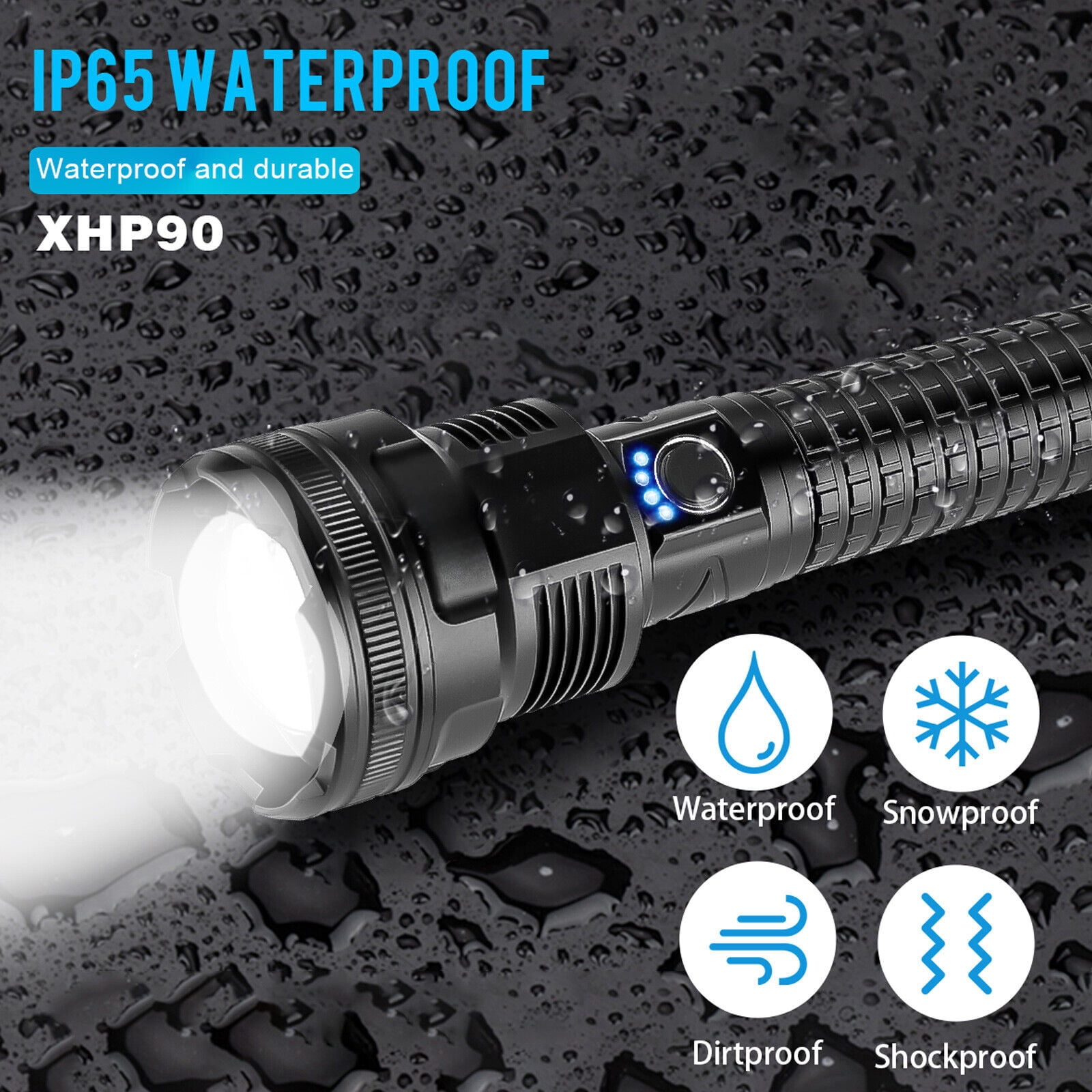 XHP90 Rechargeable LED Flashlights with Digital display 12000 High Lumens  Zoomable Flashlight for Emergency Camping Power Outage - AliExpress