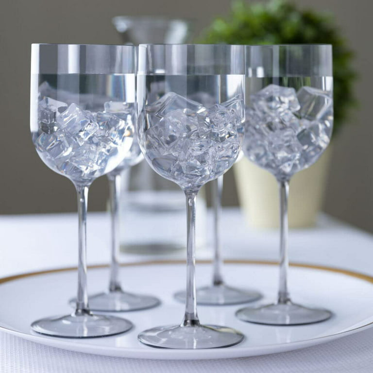 Premium Quality Silver Plastic Wine Glasses, 7 oz, 20 Count