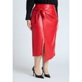 thumbnail image 3 of ELOQUII Women's Plus Size Wrap Front Faux Leather Midi Skirt, 3 of 4