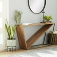 thumbnail image 2 of DecMode 57" x 30" Brown Wood Diagonal Open Frame Console Table with Grey Metal Base, 1-Piece, 2 of 16