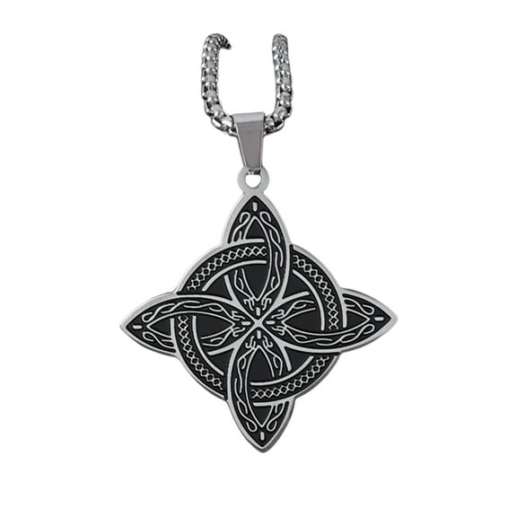 Witch Knot Stainless Steel Necklace Knot Wiccan Protective Amulet Pendant Jewelry Gift