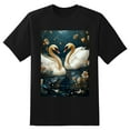 thumbnail image 2 of Plus Size Shirt for Women Black Tops for Women Short Sleeves Shirt for Women Swans T Shirt Crewneck Shirt for Women XL, 2 of 5