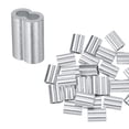 thumbnail image 1 of Uxcell 50-Pack Aluminum Crimping Loop Sleeves, 5mm 3/16 Double Round Barrel Wire Rope Sleeves, 1 of 2
